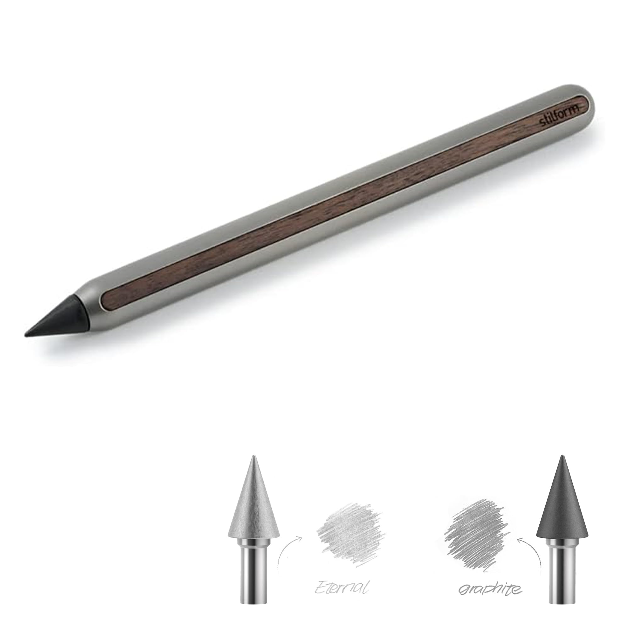 200001 AEON-Stift aus Aluminium – Langlebiger Bleistift, magnetische Graphit-Spitze zum Wechseln – Comet Grey