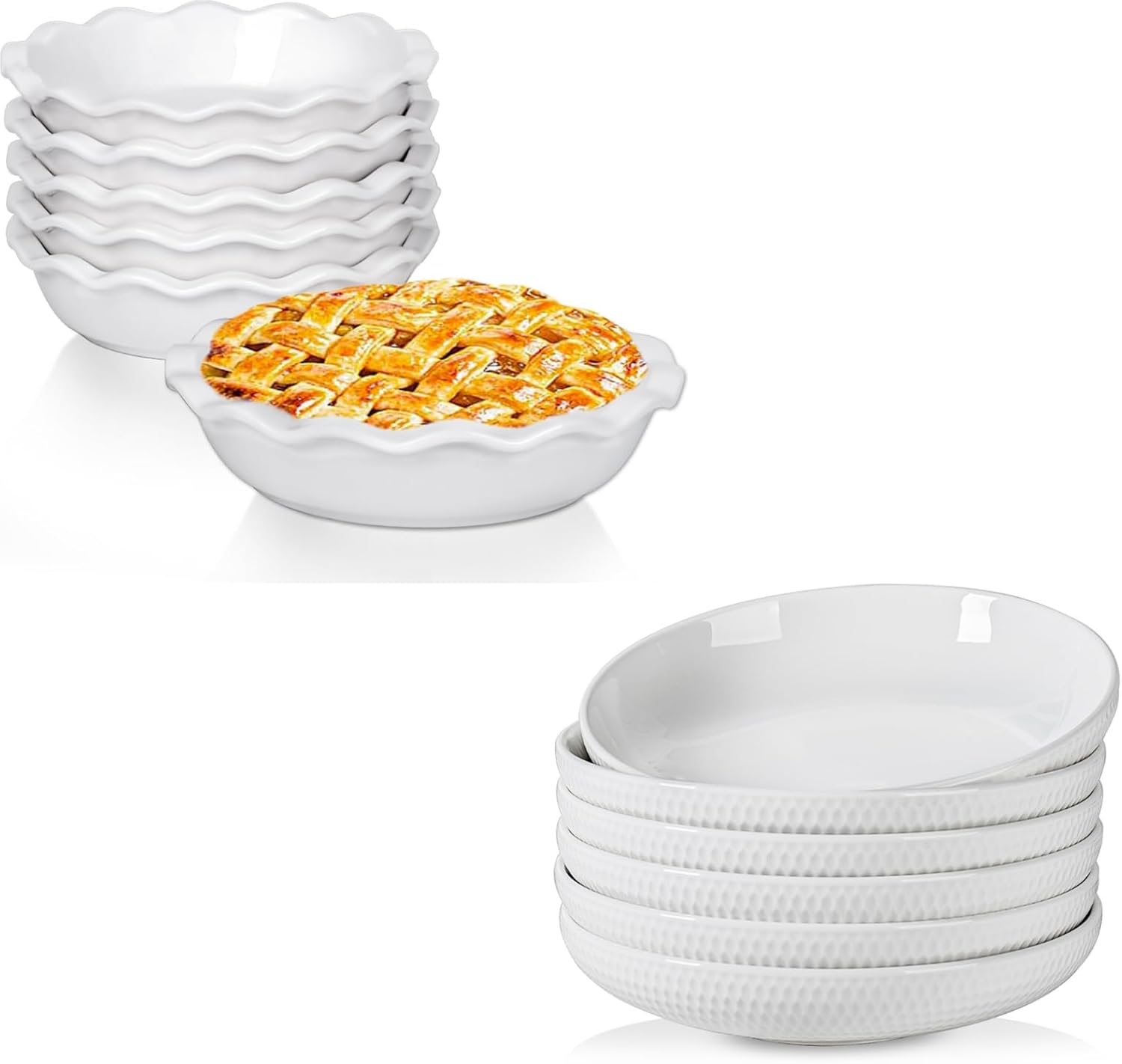 Ceramic Mini Pie Pans, Pasta Bowls 34 Ounce Large Salad Serving Bowls