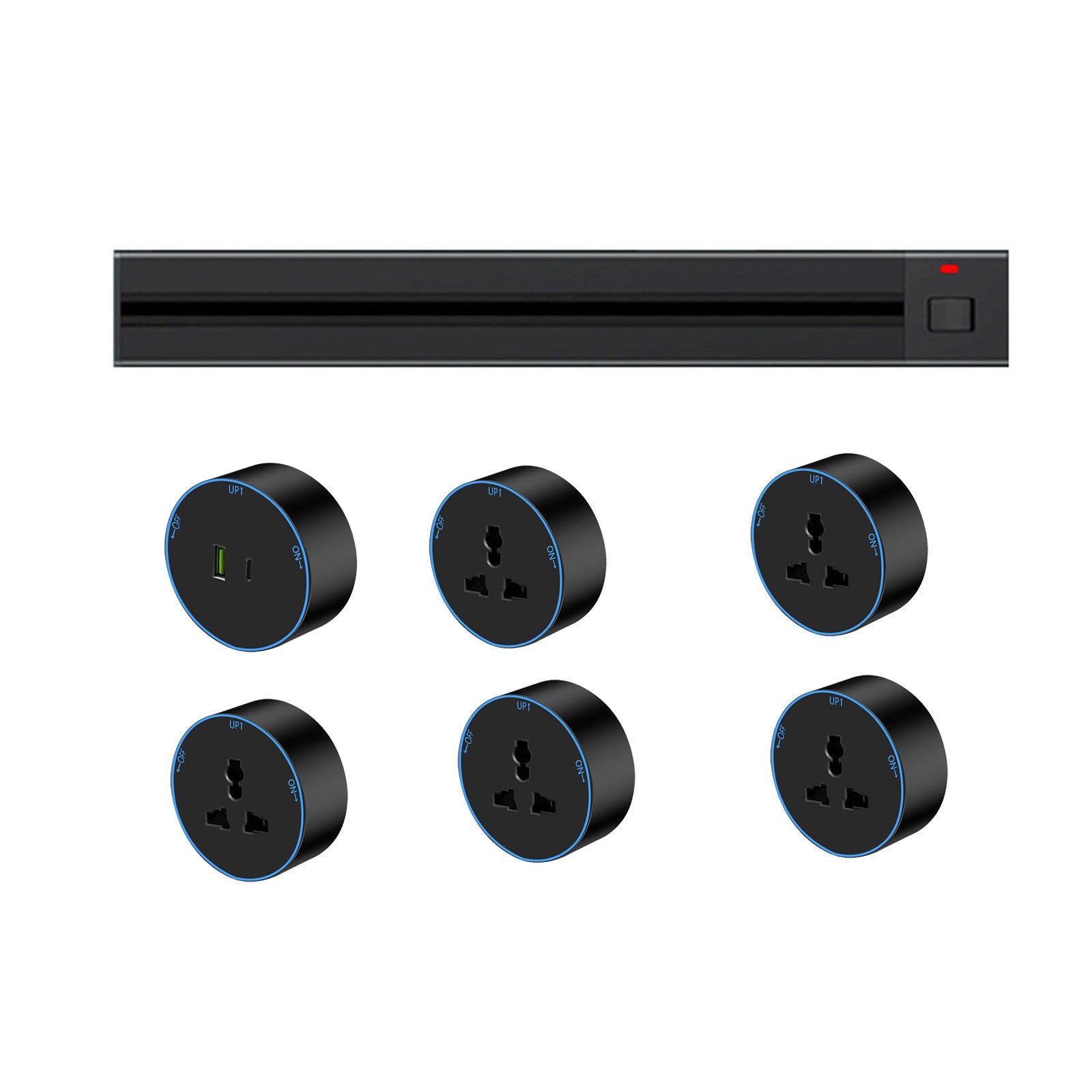Presa per guida scorrevole mobile con pulsante interruttore, dotata di adattatore universale multifunzionale a tre fori, guide esposte e nascoste, adatta per la cucina,Concealed-80cm