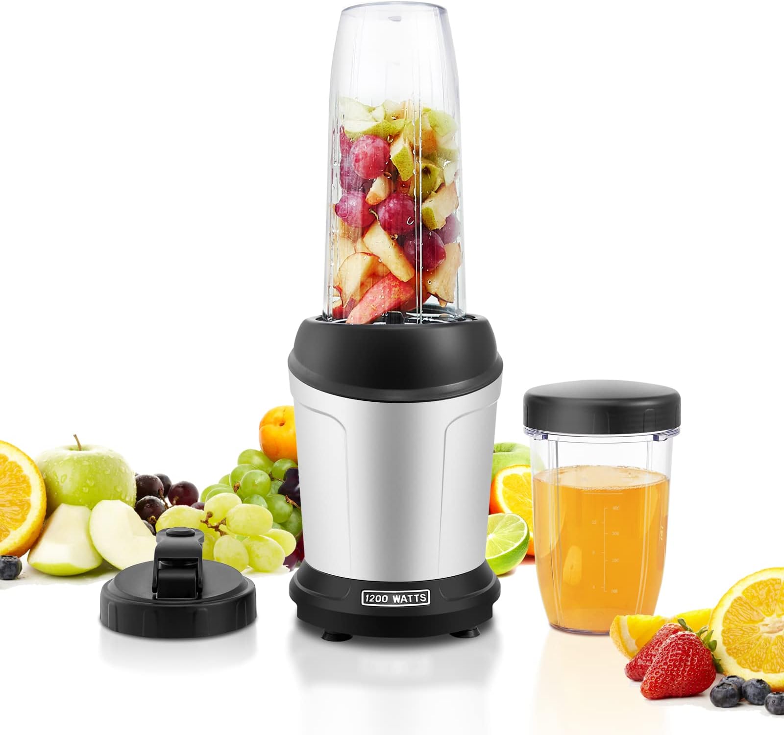 TUKAILAI 1200W Personal Blender & Smoothie Maker, 2 Portable Blending Bottles(1L & 0.5L), 6 Leaf Stainless Steel Blades Mini Blender Fruit Vegetable Drinks Mixer GYM Nutrient Drinks Juicer, BPA Free