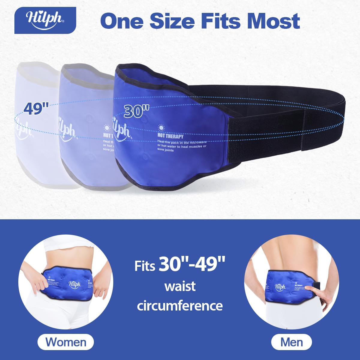 Hilph Back Ice Pack for Lower Back Pain, Adjustable Lumbar Ice Pack, Blue