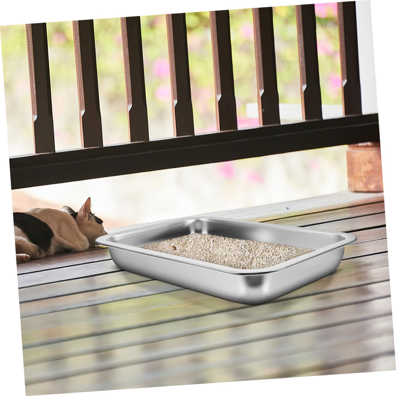 TOYANDONA Lettiera Per Gatti in Acciaio Resistente Lettiera Portatile Per Piccoli Animali Domestici Facile Da Usare e Pulire Mantenendo La Casa Pulita