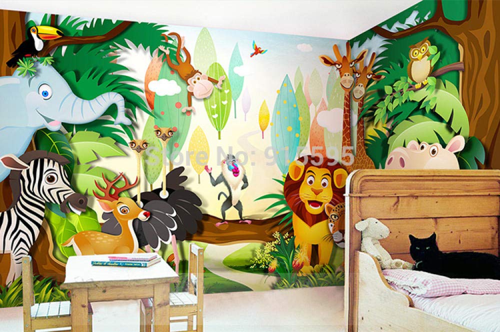 Papier peint panoramique forêt 3D 350x245 cm pour chambre d'enfant