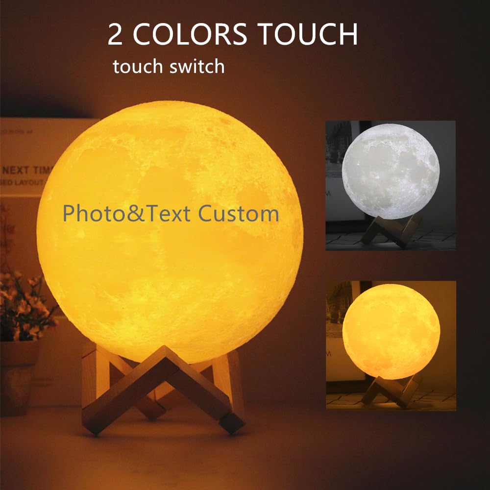 yky Lámpara de luna personalizada con foto, luz de luna con foto personalizada, lámpara de luna personalizada con imagen (2 colores, 20 cm)
