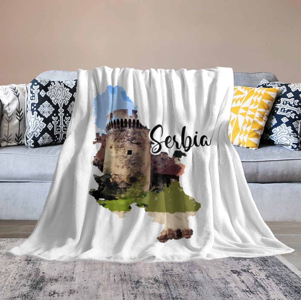 Couverture pelucheuse chaude en flanelle voyage architecture Serbie - 6