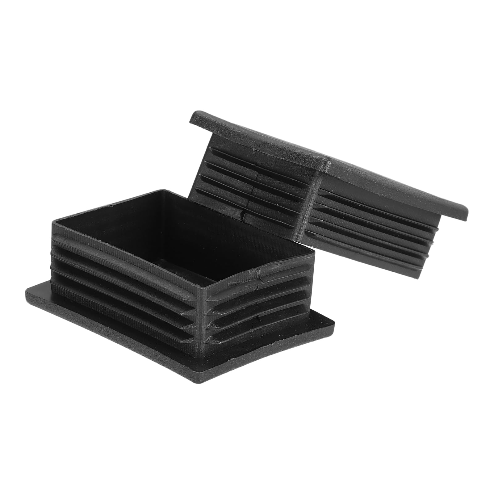 sourcing map 10 Pcs Plastic Hole Plugs, 3.15"x2.36"(80x60mm) Rectangular Ribbed Tubing End Caps Fit 3-5mm Tube Thick, Furniture Leg Inserts for Metal Tubing Chair Table Legs