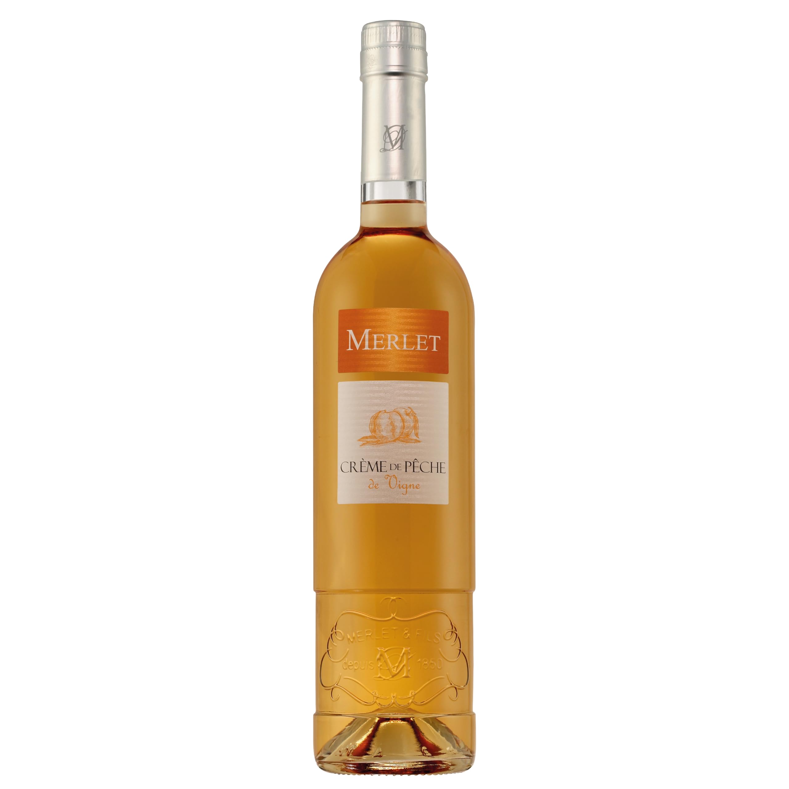 Merlet Crème de Pêche de Vigne Peach Liqueur, Premium French Fruit Liqueur from Cognac with Vineyard Peaches, 70 cl Bottle, Ideal for Bellinis, Cocktails, Sparkling Serves, Home Bar and Gifting