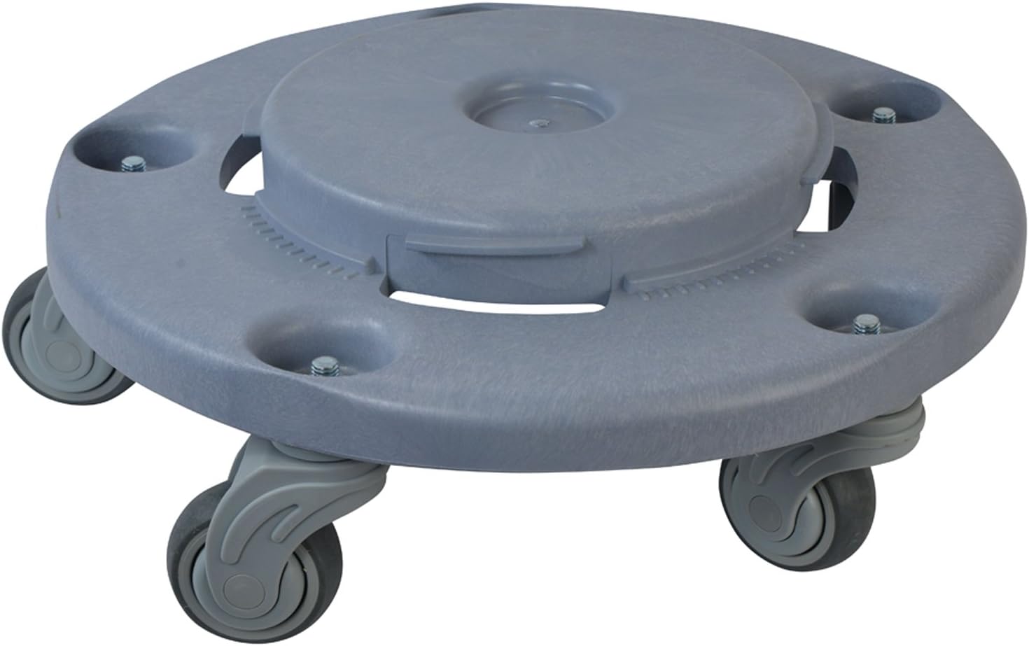 Janico 1041 Quiet Trash Can Dolly, Non Marking Casters, Round, 18"x18"x6", Grey