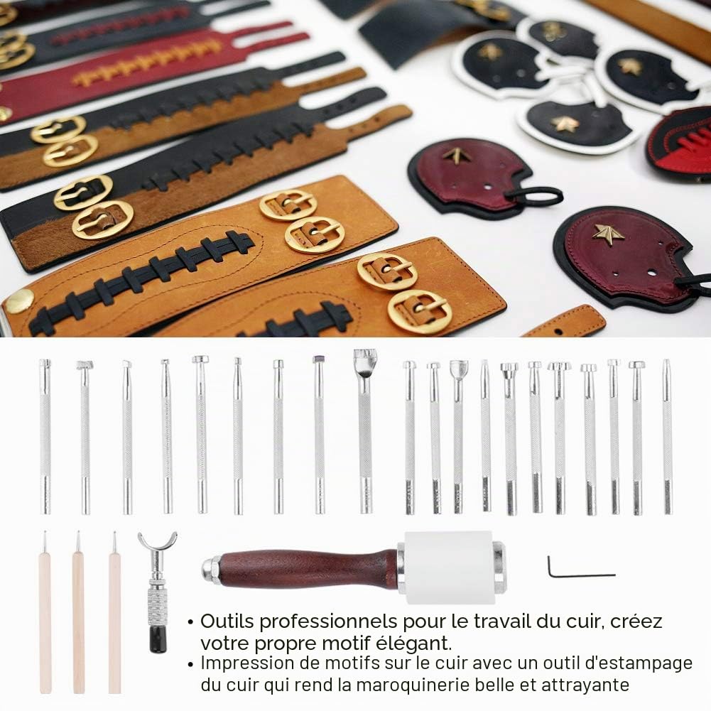 Kit De Gravure Sur Cuir Outil De Gravure Rotatif Outil D Estampage Pour Maroquinerie Sculpture DIY Art Cuir