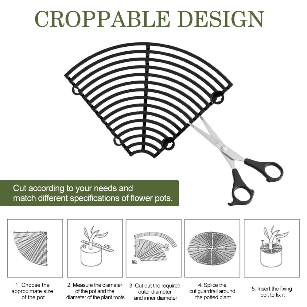 2 Pièces Grille Protection Plante 30 cm,Protege Pot de Fleur Chat,Protege Plante Bebe Ronde,Cache pour Pot Plantes Chat,Cache Plantes Découpable,Protection Pots Animaux pour Compagnie-Noir
