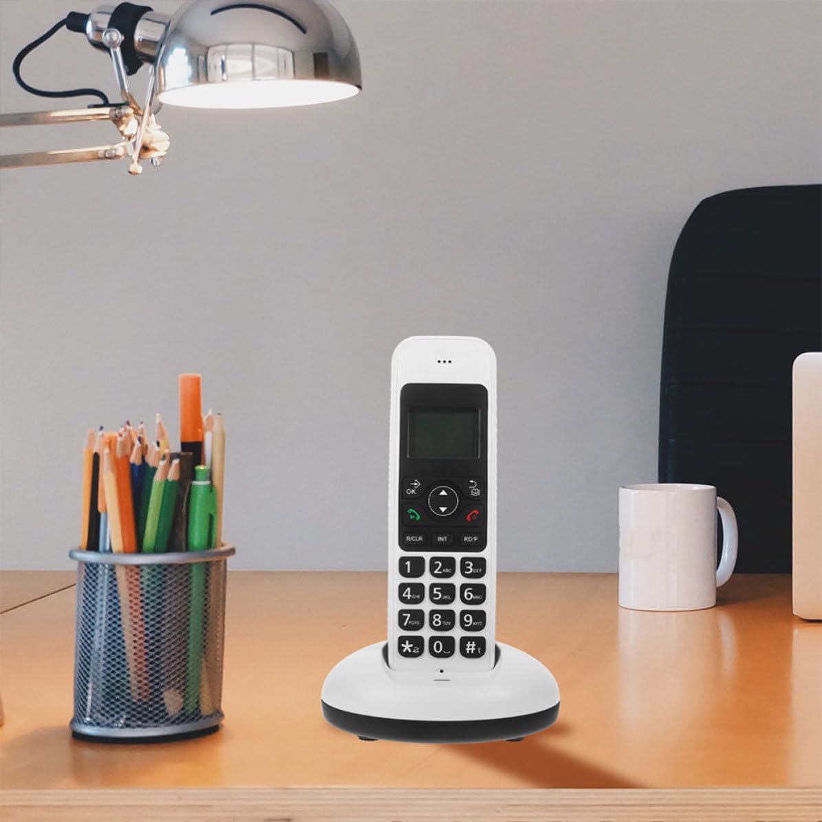 MAGICLULU Telefono Cordless Digitale a Tasti Grandi, Telefono di Casa Cordless Espandibile, Display LCD, Bianco, per Casa e Ufficio, per Anziani e Persone Vista Debole