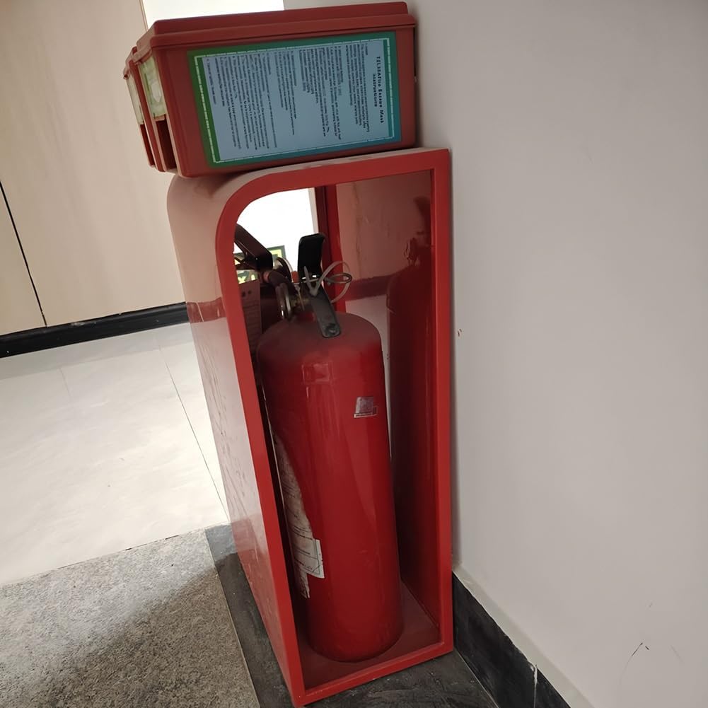Fire Extinguisher Storage Cabinet, Holds 2 Units, Durable for Outdoor, Commercial, Industrial, and Residential Safety (Rosso)