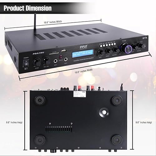 Miniatura 5 de Pyle - Amplificador de cine en casa con Bluetooth MP3USBSDAUXFM, receptor negro, con 4 altavoces dobles de 100 vatios de 3 vías, para interiores y