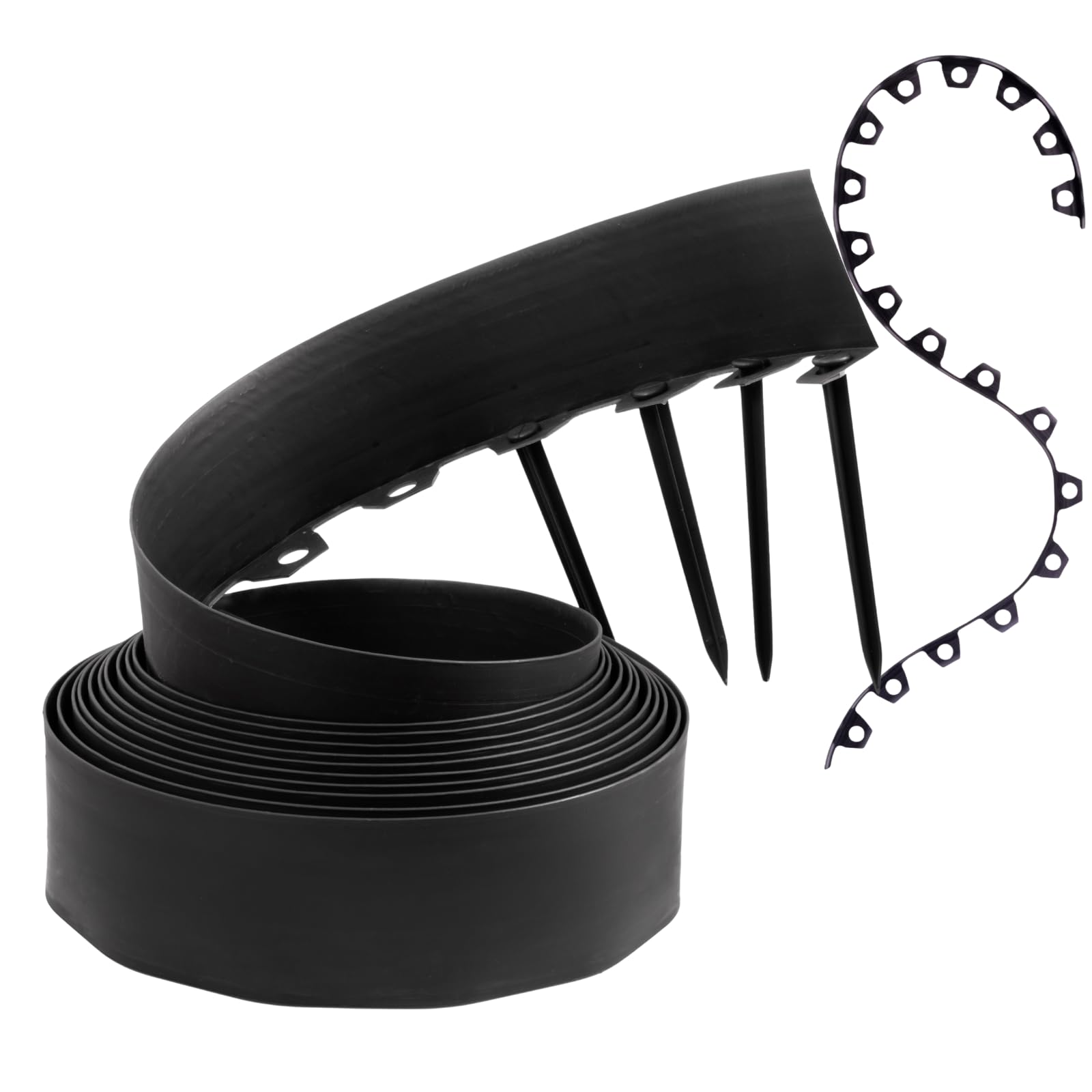 GARDENIX Bordure de pelouse Flexible en Plastique - Noir - 10 m - 20 piquets - Hauteur : 10 cm - Résistant aux intempéries - Bordure de Parterre de Fleurs - pour Jardins et tondeuses Robots