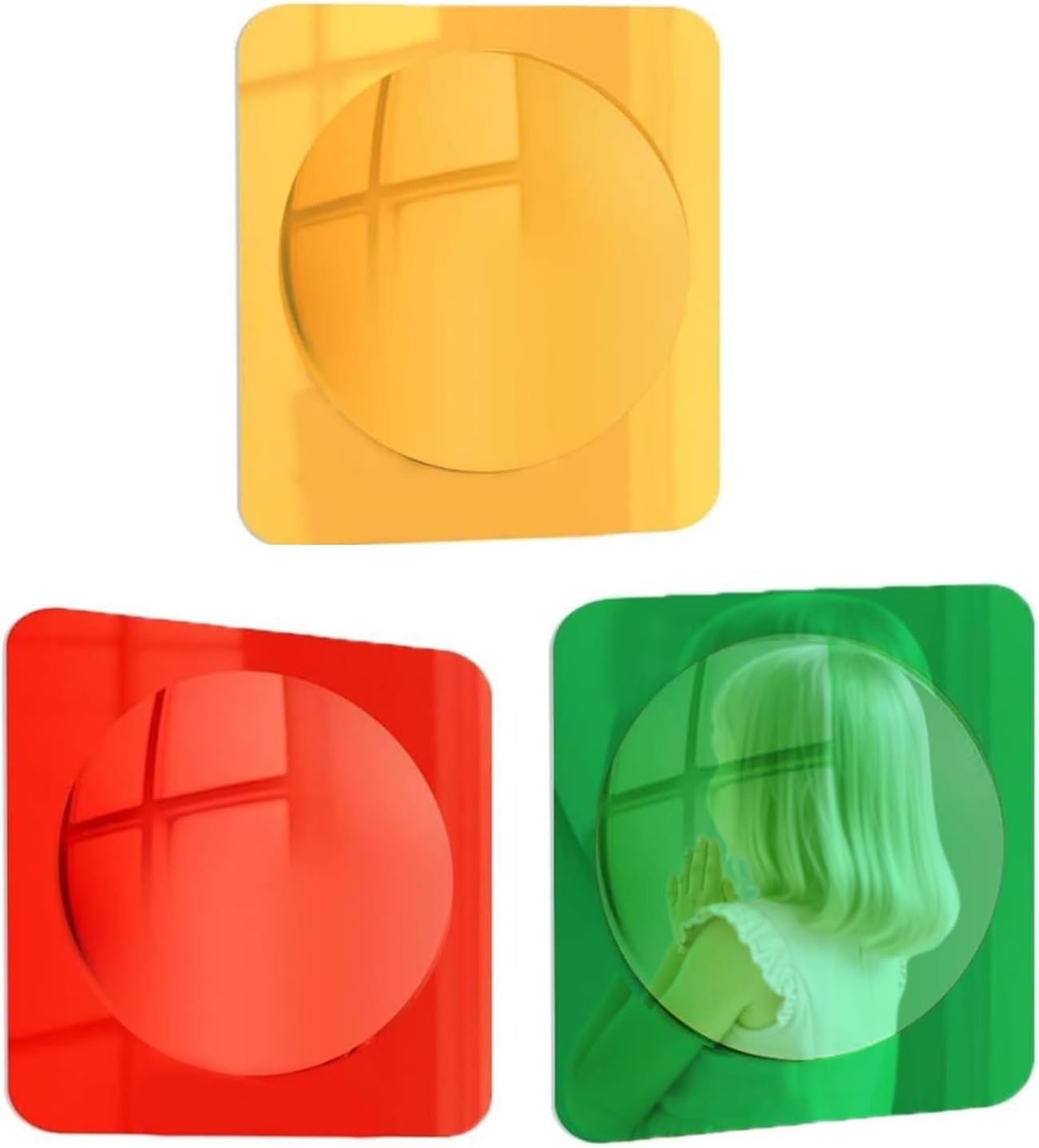 Reflexive | Sensory Wall Mirror for Classrooms | 3 Piece High Frame with Tactile Texture Logic & Acrylic Safety Hardware for Preschools, Feelings, Suites and