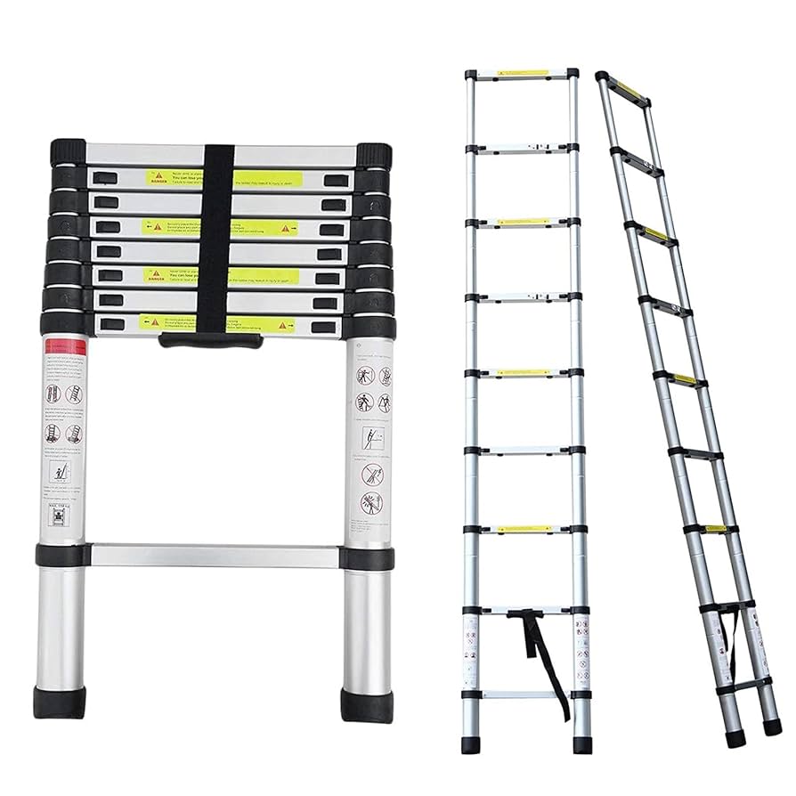 5M Telescopic Ladder With Roof Hook Kit Aluminium Portable Multi-Purpose Folding | UK