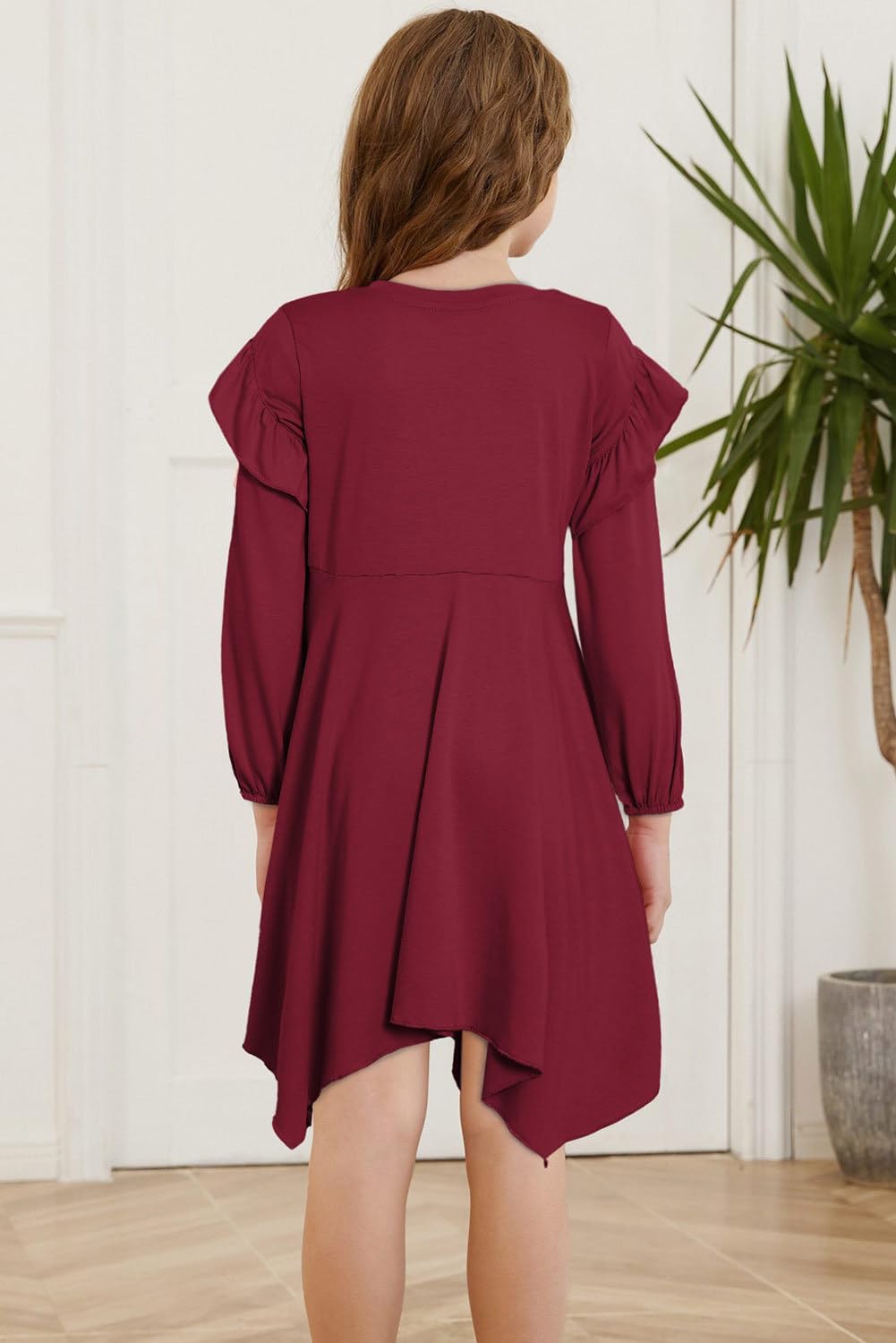 blibean Girls Long Sleeve High Low Dresses Tween Cute Swing Dress Size 6-15 Years - Image 4