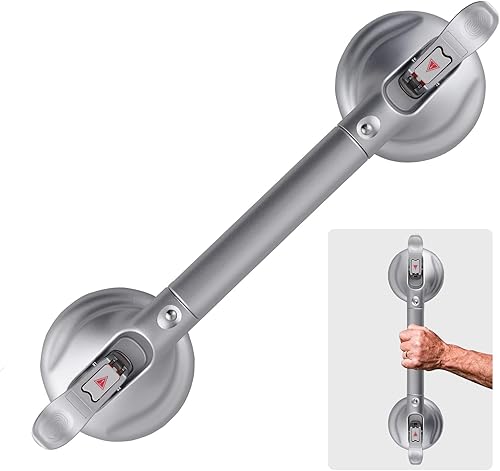 Barra de agarre de ducha con succión resistente, seguridad para inodoro, baño, bañera, asas de ducha, potencia de ventosa de hasta 250 libras,