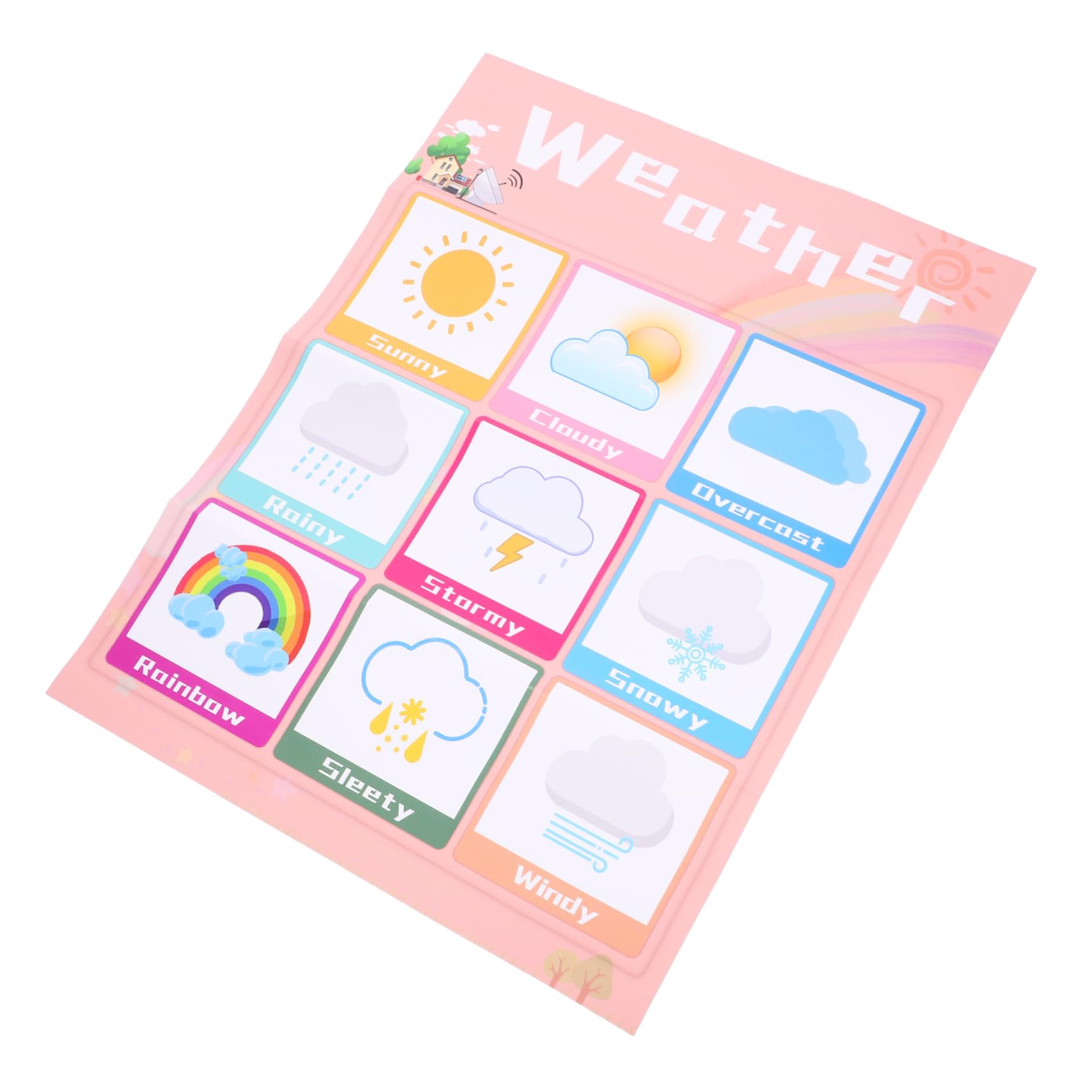 FUNOMOCYA Affiche Éducative Interactive pour Garçon et Filles Graphique Éducatif en Pp Adhésif, Tableau Mural D'éveil à L'anglais pour Bébé, Apprentissage Couleur Aléatoire Style Aléatoire
