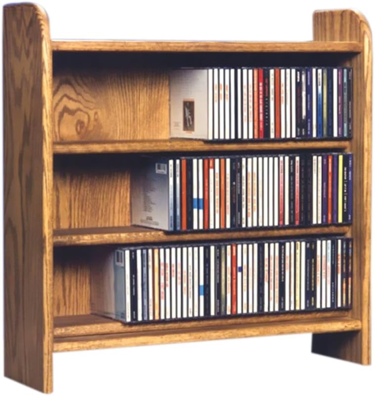 Cdracks Media Furniture Solid Oak 3 Shelf CD Cabinet Maximum Capacity 220 CD's Honey Finish