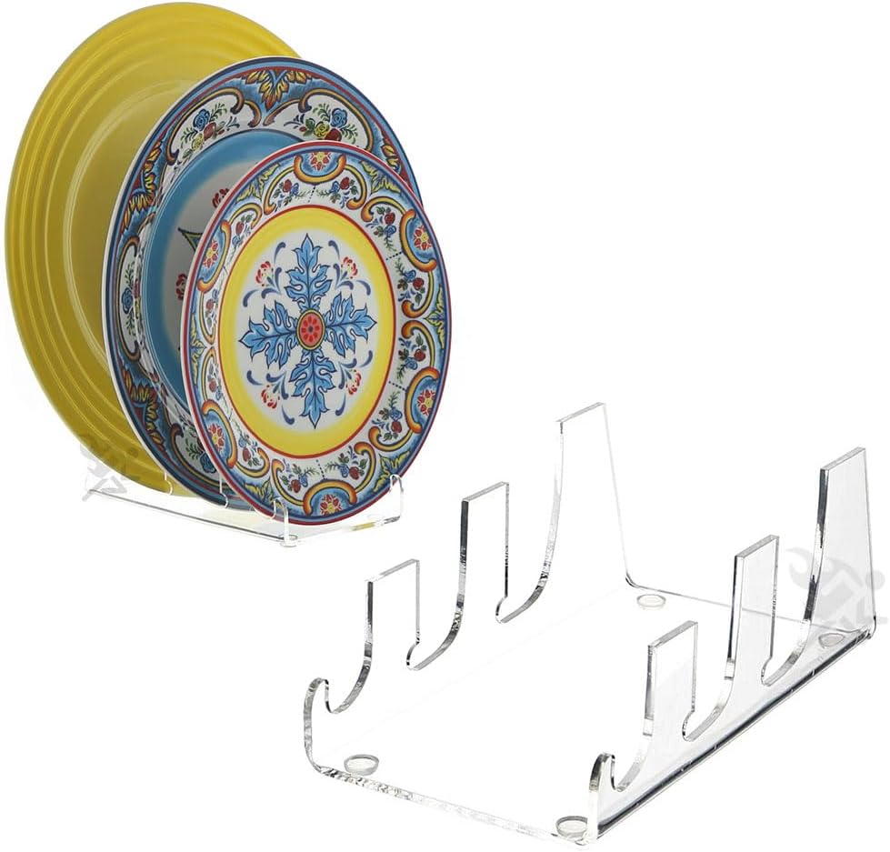 OnFireGuy 2-Tier Plate Dinnerware Display Stand for Kitchenware Plates Platters China Display Rack Place Setting Holder