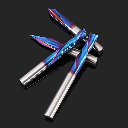 Miniatura 7 de HQMaster Brocas de enrutador CNC de 14 de pulgada, juego de 8 piezas para detalles de madera, perfil de ranura en V, grabado de carburo sólido,