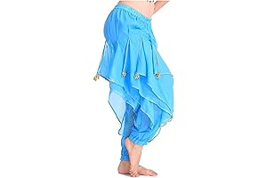 Blue Harem Pants: Tribal Arabic Halloween Pants with Gold