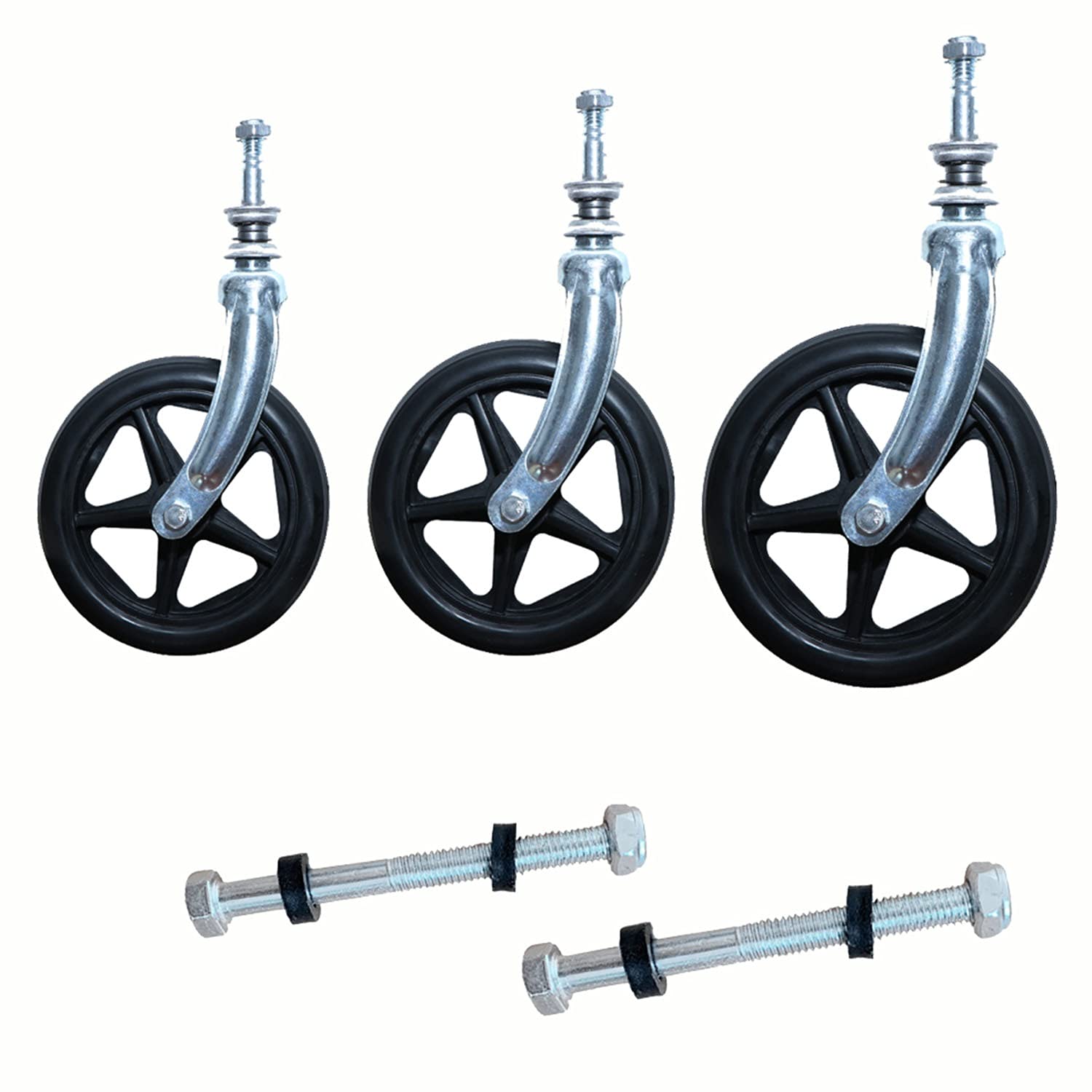 Rueda de Repuesto para Silla de Ruedas, un Par de Ruedas Delanteras Negras para Silla de Ruedas, Conjunto de Horquilla Delantera de Acero Al Carbono/8In(Bold)/19Cm