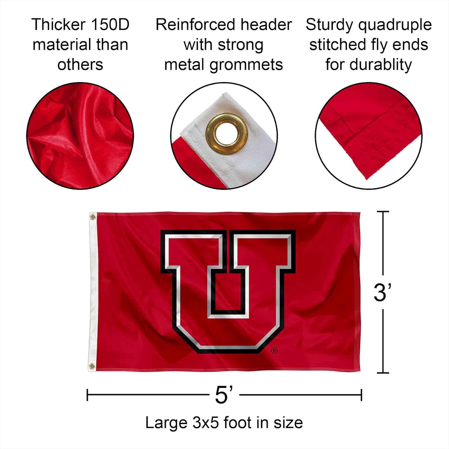 Utah U Logo Large Grommet Banner Flag - Image 2