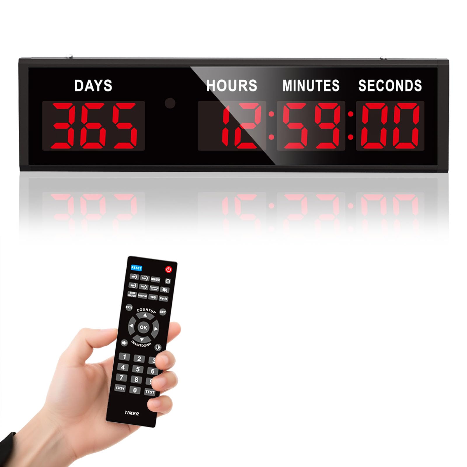 Countdown Timer, Grande Conto Alla Rovescia di 999 Giorni con Telecomando Timer per la Pensione Calendario Multifunzionale per Conto Alla Rovescia per Pensione Compleanni Festività Matrimoni (Rosso)