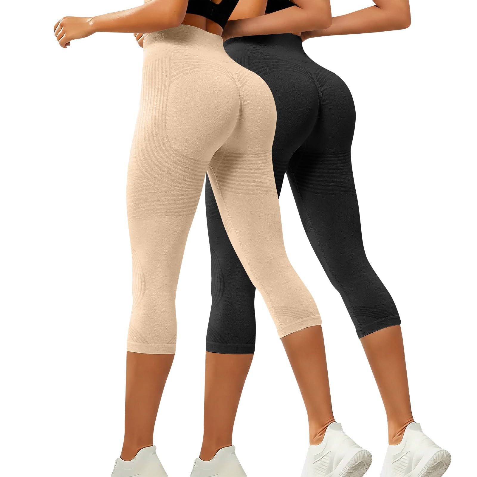 Pantaloni capri sportivi da donna con sollevamento dei glutei, pantaloni sportivi a vita alta, pantaloni a compressione per allenamento, pantaloni a 3/4, senza cuciture, comodi pantaloni da