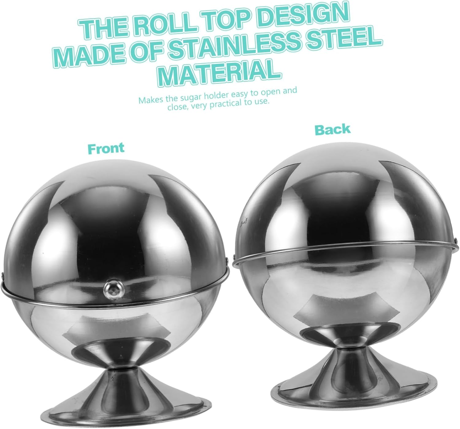 Stainless Steel Sugar Bowl Lid for Kitchen Storage Condiment Bowl Roll Top Lid Spice Container