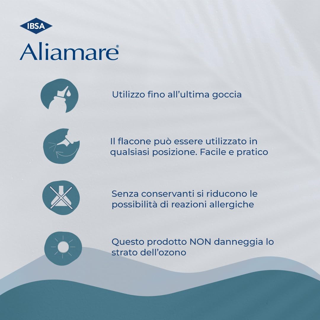 IBSA Aliamare Iper Spray 125ml | Soluzione Ipertonica Di Acqua Di Mare. Libera Il Naso Chiuso in Caso Di Raffreddore, Rinosinusiti E Riniti Allergiche. Indicato Per Adulti E Bambini, Anche Neonati
