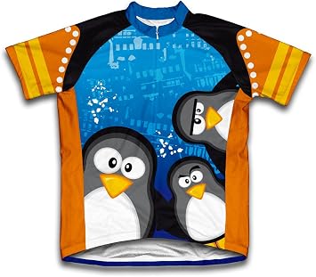 ScudoPro Curious Penguins Short Sleeve Cycling Jersey for Youth