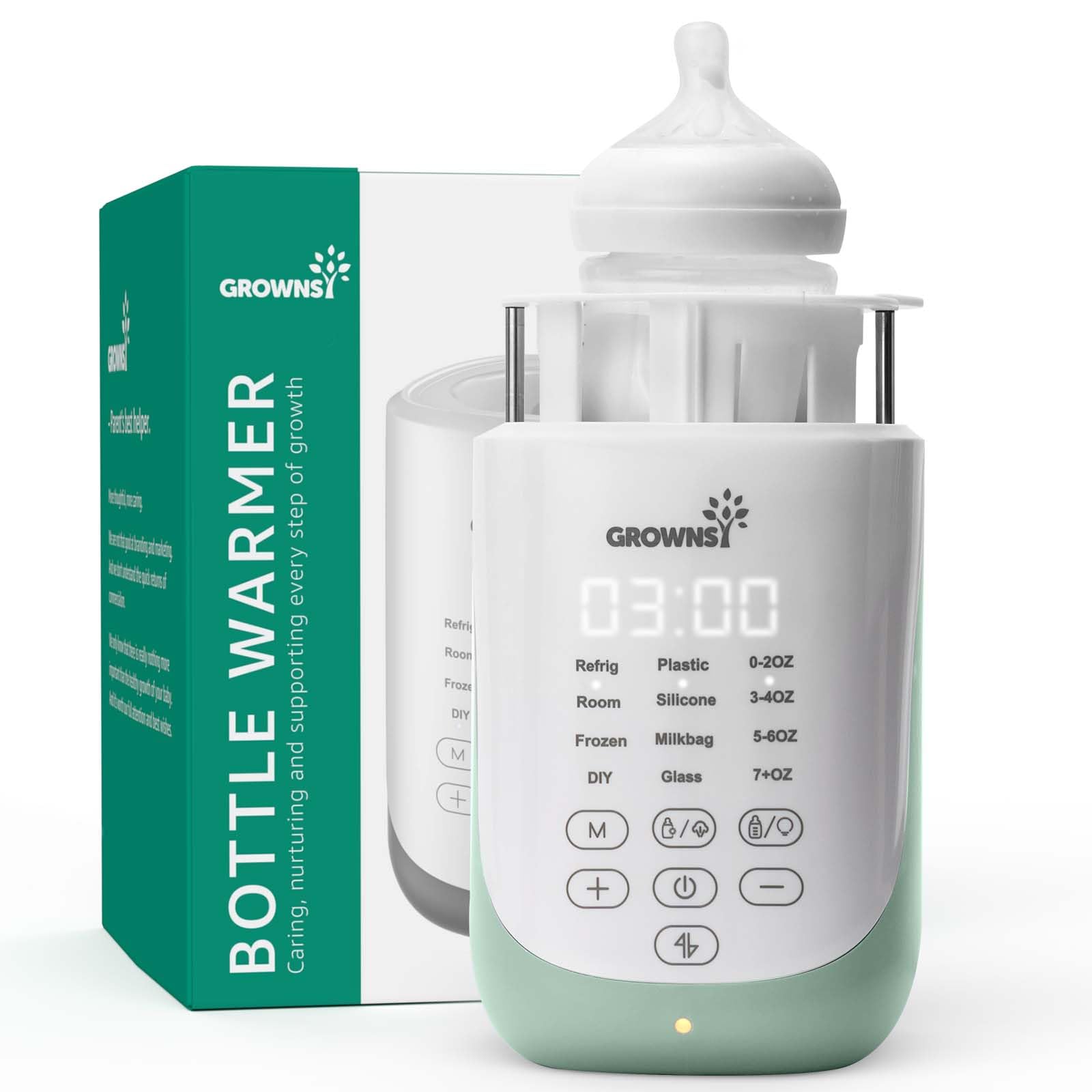 Grownsy Nutri Bottle Warmer with Innovative Auto-Lift Feature, 10-in-1 Fast Baby Bottle Warmer with Night Light, Retain Nutrients Milk Warmer for All