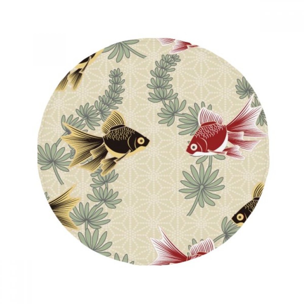 Tapis de sol rond anti-dérapant motif herbes japonaises 50cm