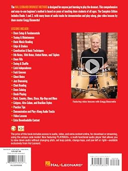Hal Leonard Drumset Method Complete Edition | Step-by-Step Drum Lessons for Beginners | Includes Books 1 and 2 with Video and Audio | Drum Instruction Book for Students, Teachers, and Self-Learners