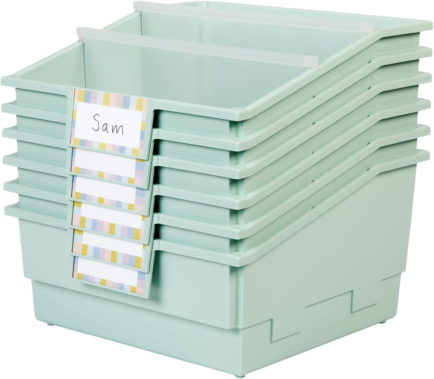 Really Good Stuff Picture Book Classroom Library Bins with Dividers - 6 Pack