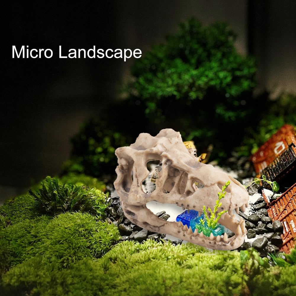 Piegricdiat Ornamenti per acquario con teschio di dinosauro, grotta di pesce per acquario, decorazione per rettili, ossa di dinosauro, decorazione per acquario, decorazione per acquario di dinosauro,