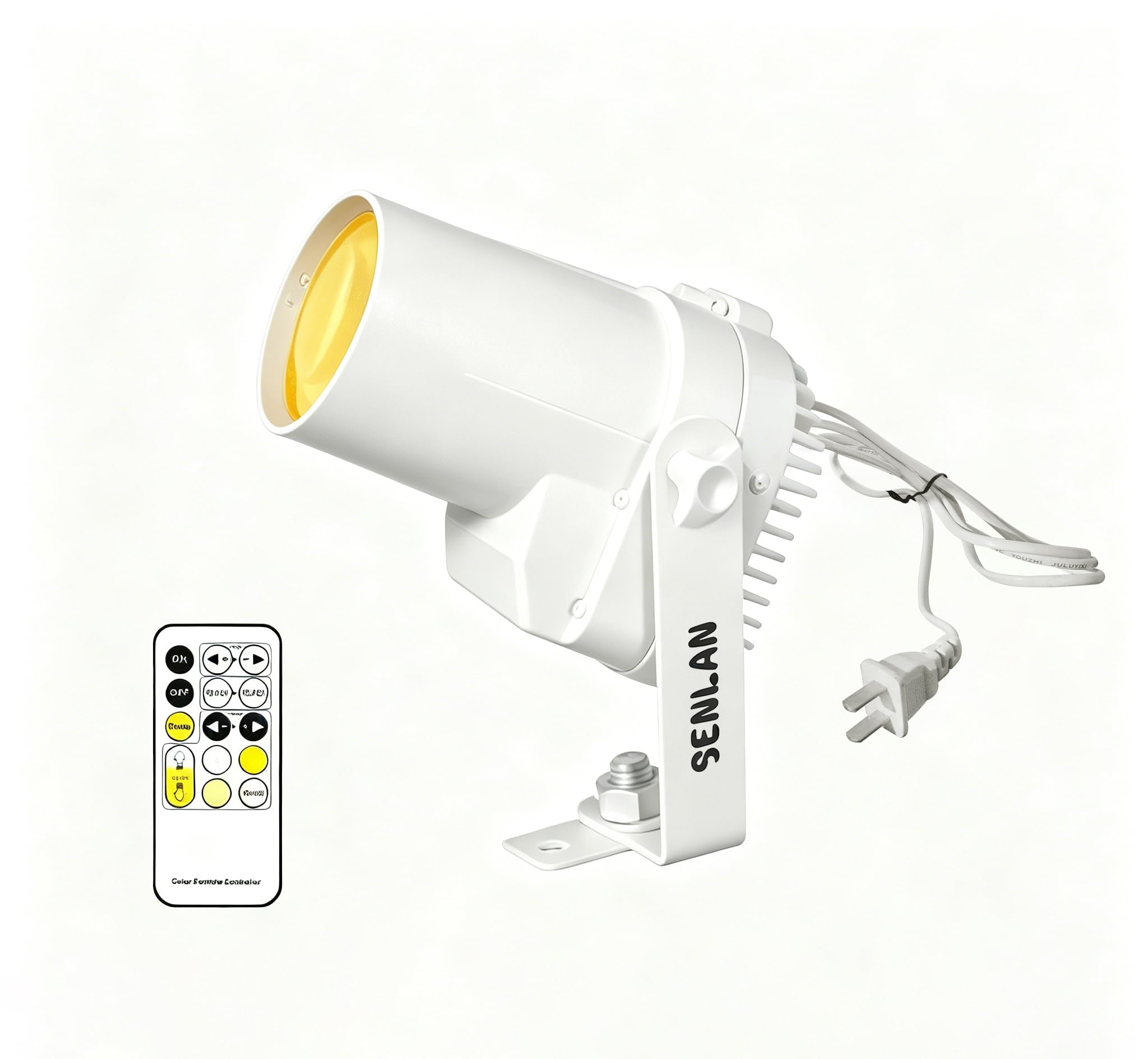 Senlan White Pinspot Light, 12W Double /Cool &Warm Led Disco Ball Light For Mirro Ball, Pin Spot Dj Stage Lights By Ir Controller