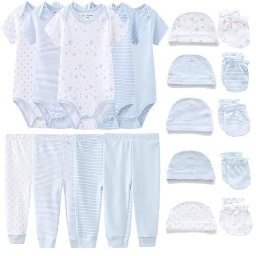 Kiddiezoom Unisex Baby Layette Essentials Giftset Clothing Set 19-Piece For Newborn Baby
