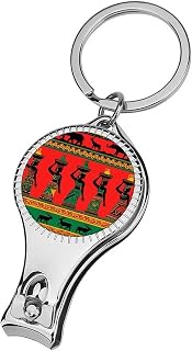 Fingernail and Toenail Clipper with File, Sharp Ethnic Tribal African Black Women Deer Elephants Art Nail Clippers Easy to Use, Manicure Care Tool for Men Women