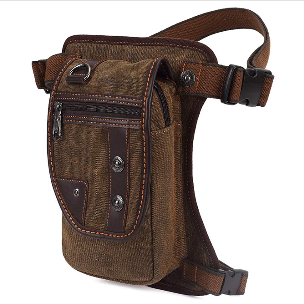 Canvas Drop Leg Bag per Uomo Donna Marsupio Moto Bike Multi-Purpose Coscia Vita Fanny Pack Uomo Viaggi Equitazione Pesca Escursioni Ciclismo All'aperto Pouch Marrone