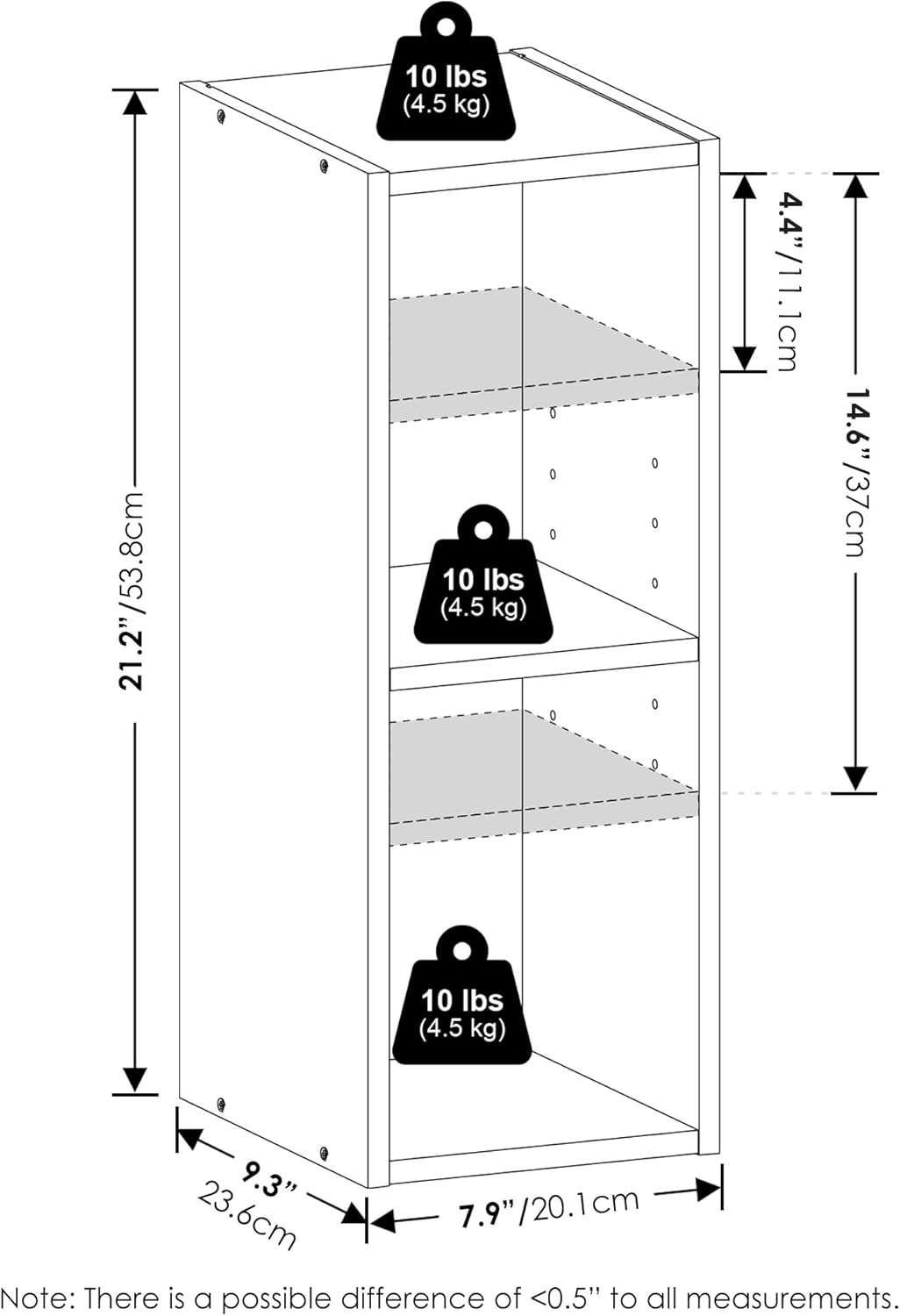 furinno fulda book shelf, 2-tier narrow bookshelf, bookcase with 8-in width storage shelf, 9.3 x 7.9 x 21.2, for living room, bedroom, home office, amber pine amber pine 2-tier, 8-inch width