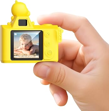 Mini Keychain Camera,Maxmango 1080P HD Video-1.3 & 64G Screen Tiny Retro Vintage Digital Camera with Cartoon Protective Case,Christmas Birthday Toy Gifts for 3 4 5 6 7 8 9 10 Year Old Girl Boy Kids