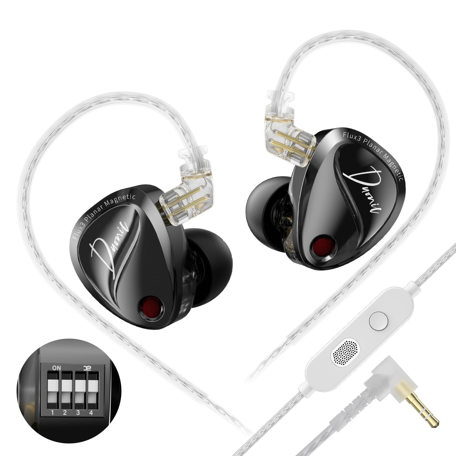 KZA COUSTICS KZ Duonic słuchawki douszne do gier, monitor douszny z potrójnym płaskim sterownikiem magnetycznym i super liniowym dynamicznym podwójnym sterownikiem, słuchawki IEM dla graczy