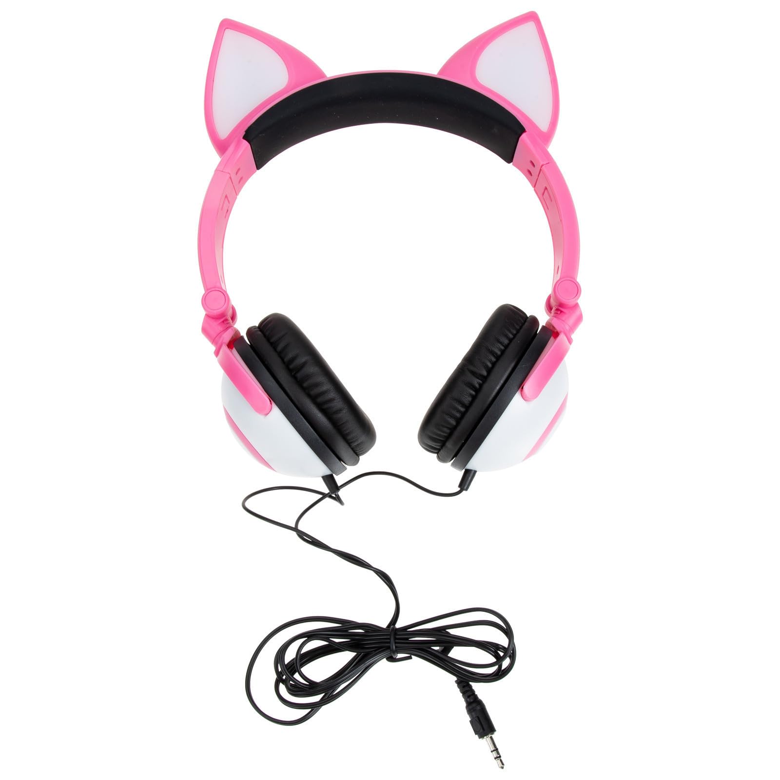 CALLARON Cuffie per Orecchie da Gatto Luminosi, Design Ergonomico in Pvc, Auricolari Pieghevoli Microfono, Adatte per Ragazzi e Ragazze, Plug da 3.5mm