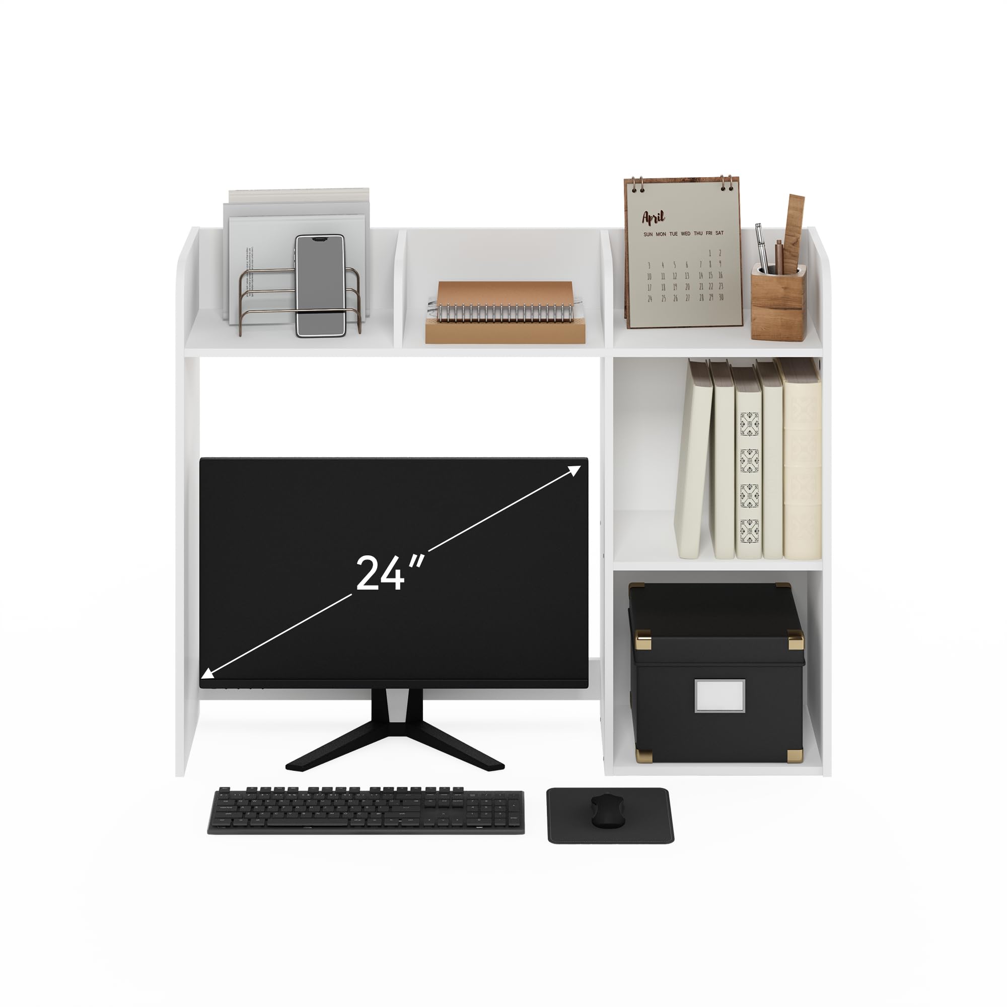 Furinno CLASSIC Mensola da Scrivania, Alzata da Scrivania a 5 Ripiani, Mensola Libreria, Organizer da Scrivania, per Forniture per Ufficio, Accessori da Scrivania per Ufficio, Bianco