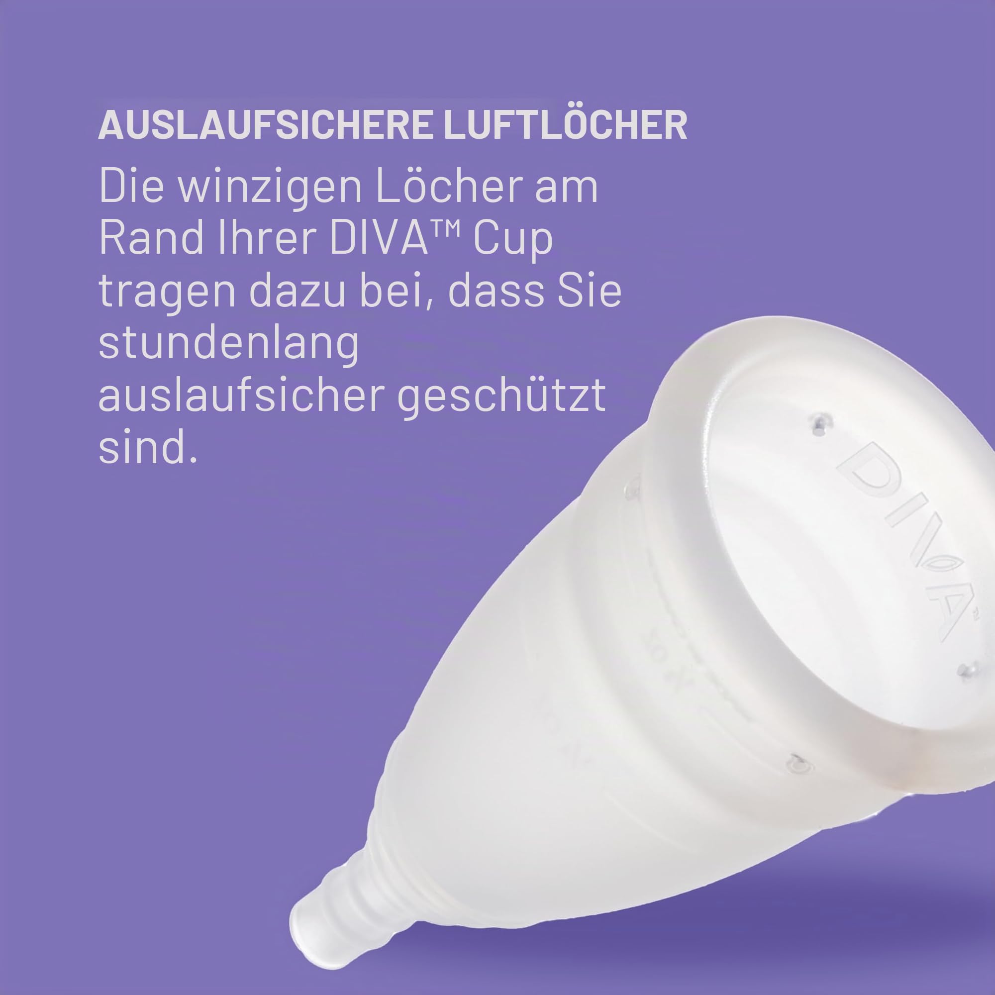 DivaCup Menstruationstasse Modell 0 – Wiederverwendbare Periodentasse aus 100% medizinischem Silikon – Bis zu 12 Stunden auslaufsicherer Period Cup – Umweltfreundliche Menstrual Cup