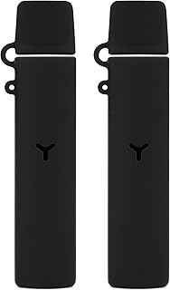 2 Pack Silicone E-Cigarette Protective Case with Cover, Compatible with YO-OZ II Sized, Portable E-Cigarette Strap Accessories (Black)